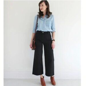 Everlane Wide Leg Cropped Pant Navy 0